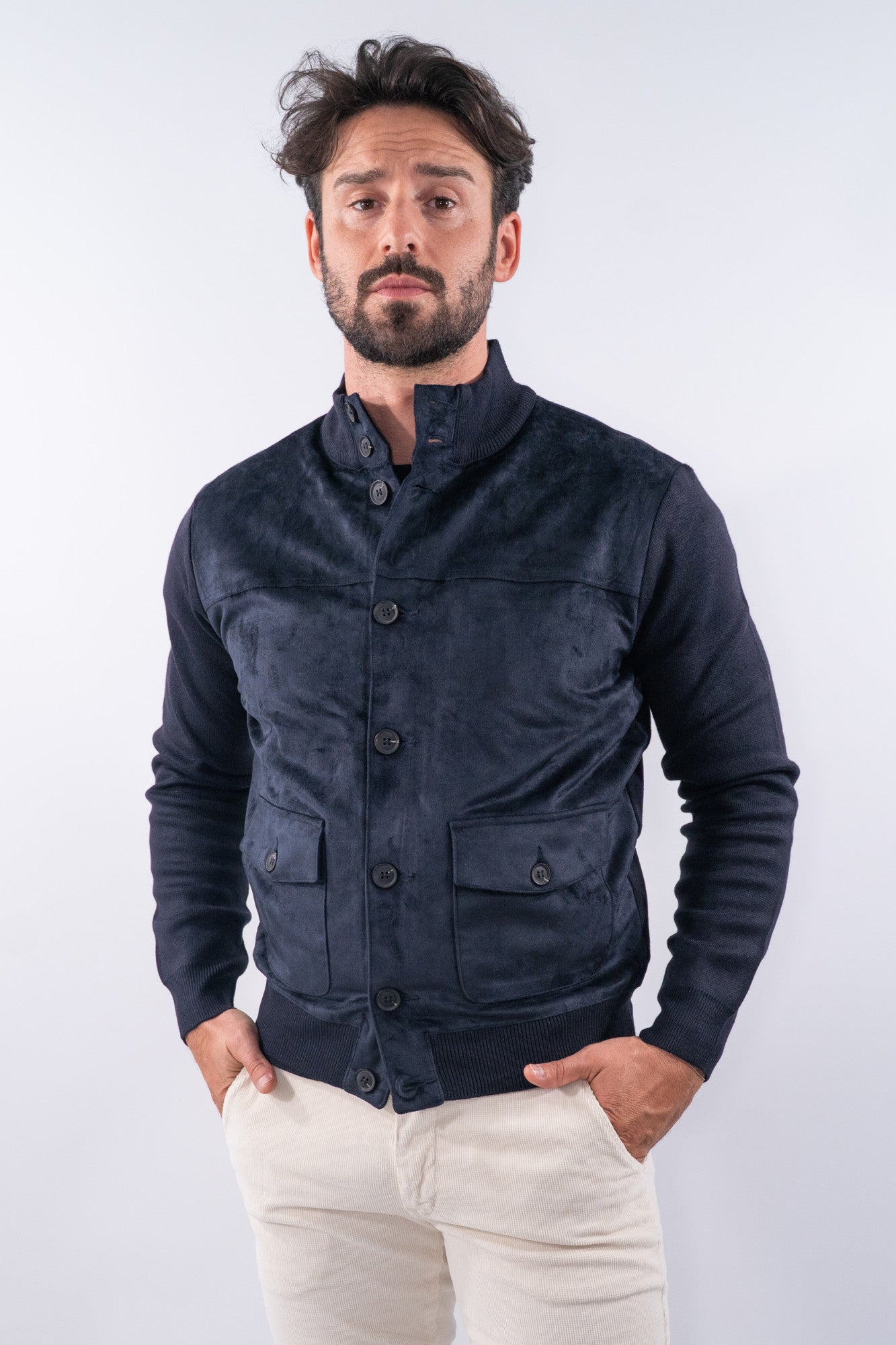 Giacca a lupetto con alcantara