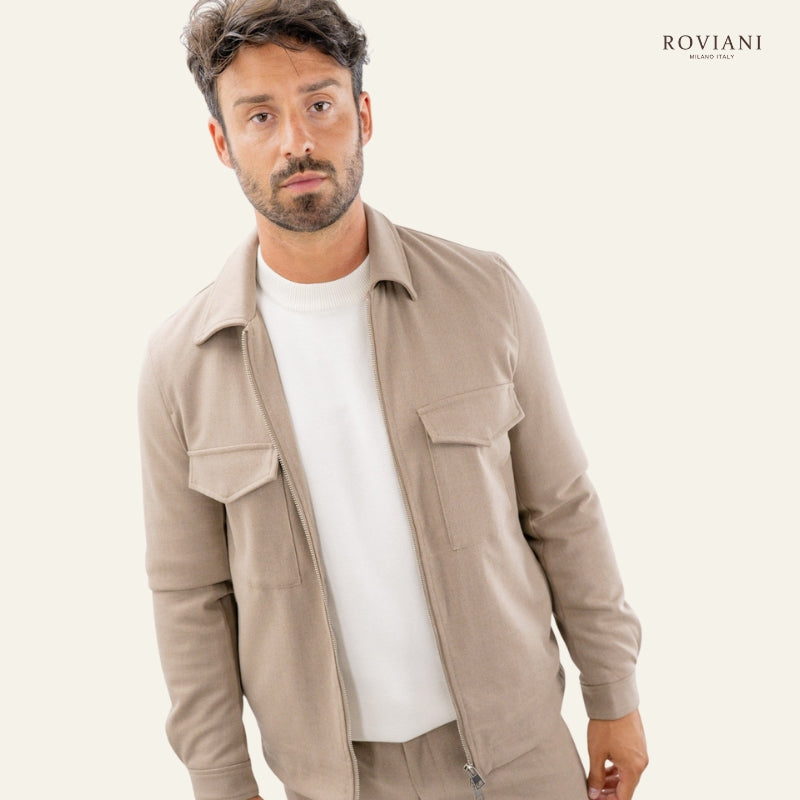 Giacca camicia foderata con zip e tasconi