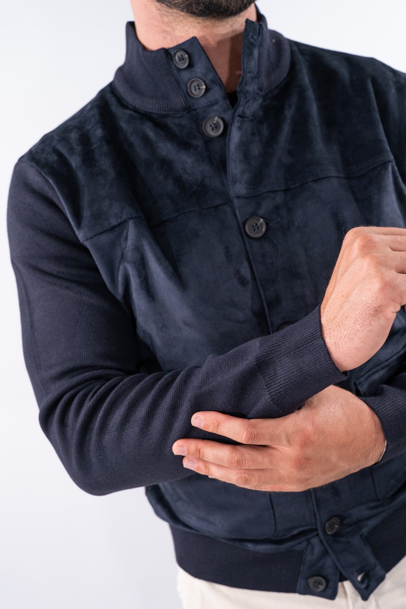 Giacca a lupetto con alcantara