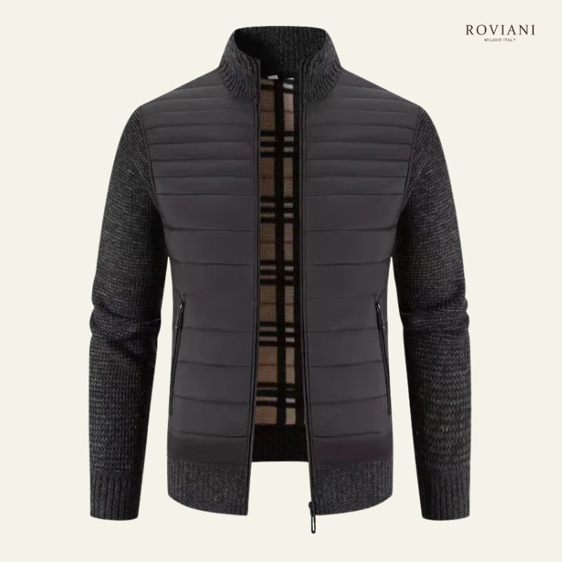 Florencio – Cardigan da Uomo in Maglia con Pile Ispessito e Collo Alto