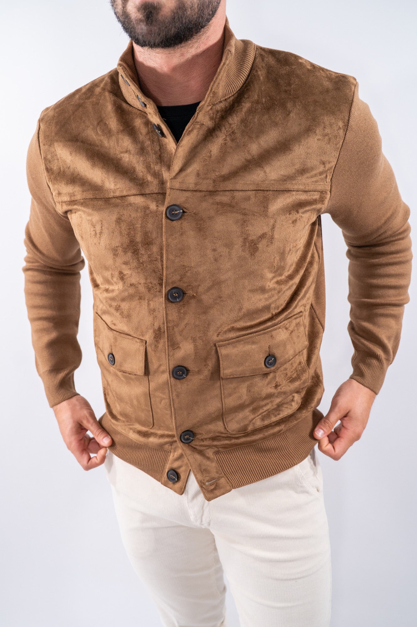 Giacca a lupetto con alcantara