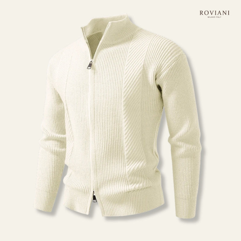 Emiliano – Giacca Cardigan Invernale con Collo Alto e Cerniera
