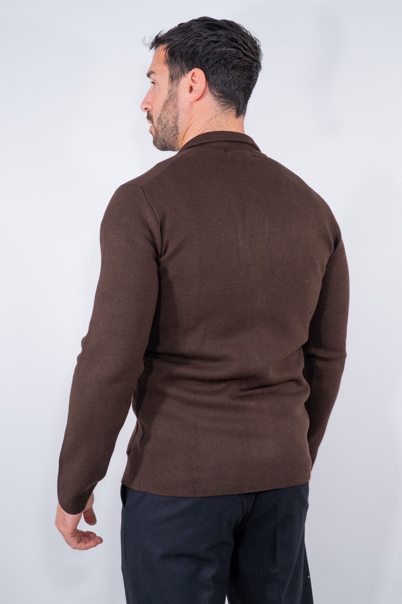 Blazer in maglia punto Milano con collo a revers