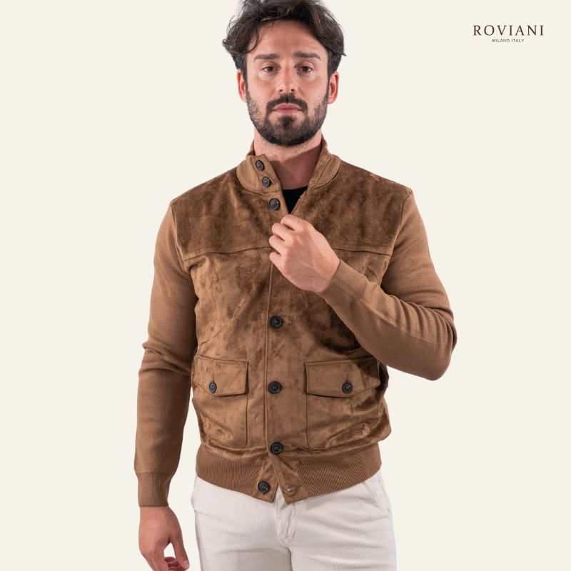 Giacca a lupetto con alcantara