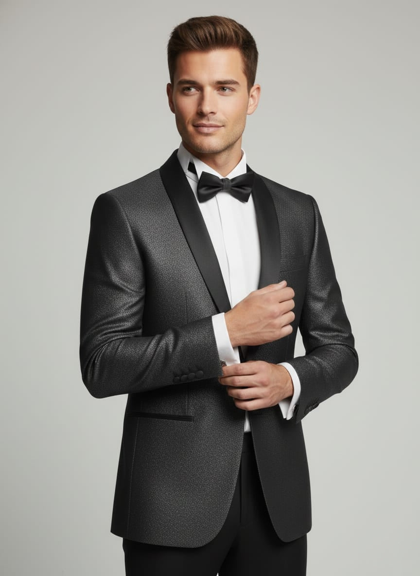 Abito completo smoking con brillantini nero