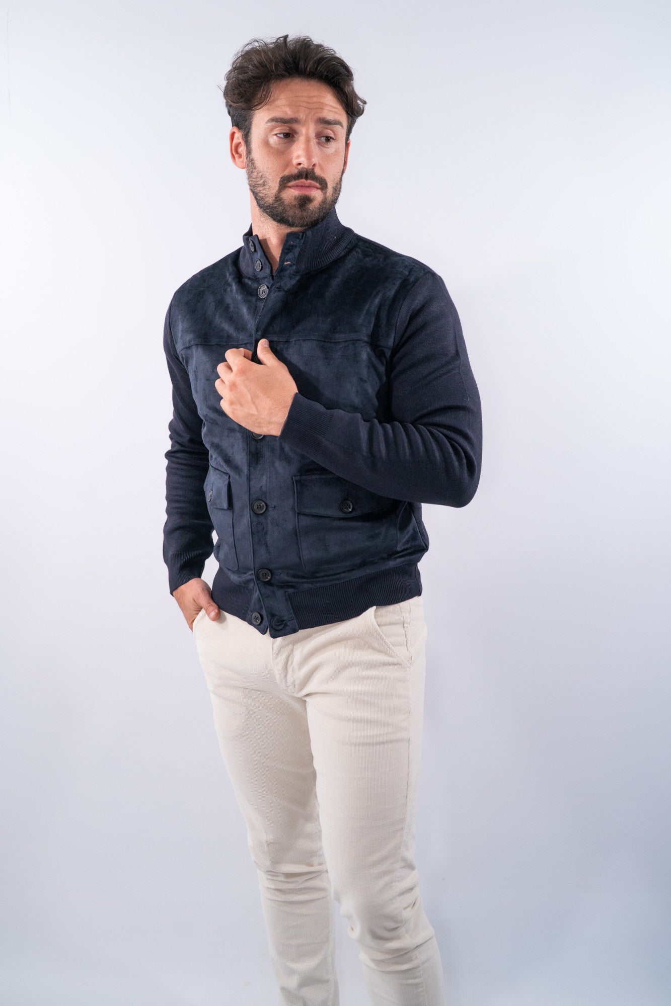 Giacca a lupetto con alcantara