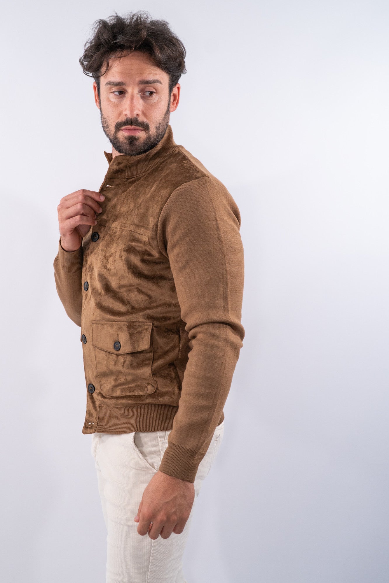 Giacca a lupetto con alcantara