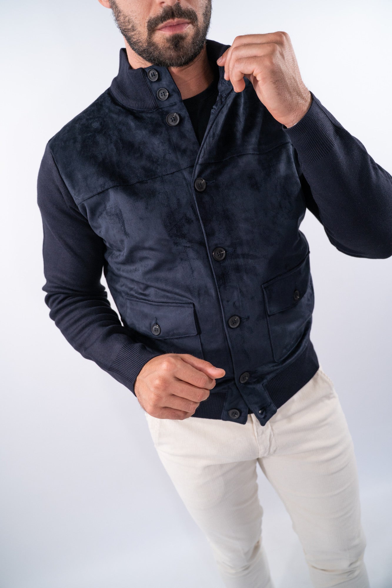 Giacca a lupetto con alcantara